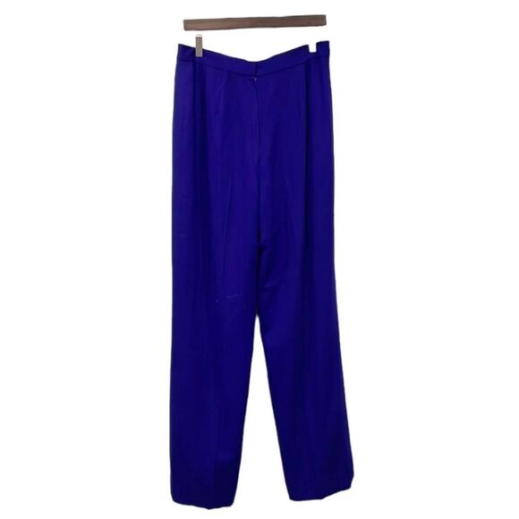 David Hayes 100% Wool Vintage Coat Pant Suit 80s Sz 14 Purple Toggle Pockets - Picture 7 of 15